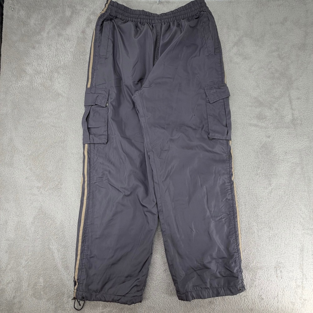 Dream USA Mens XL Gray Cargo Track Pants Preowned Fleece Lined Side Stripe